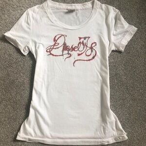 H&M White Tee with Red Script Design